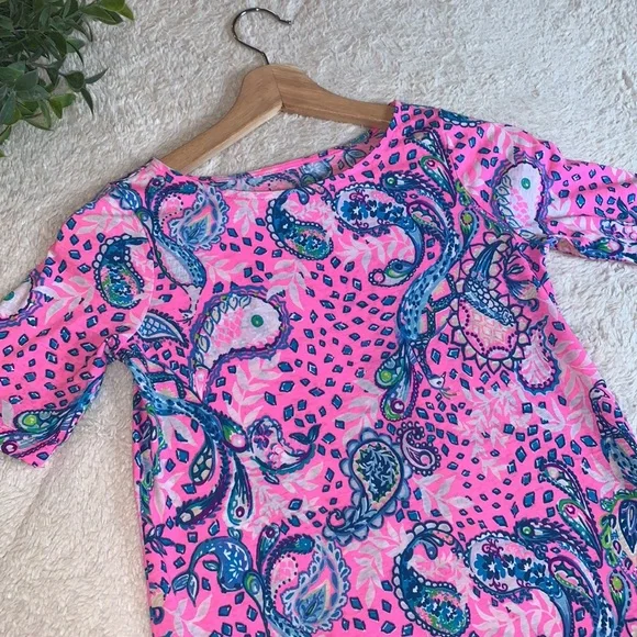 Lilly Pulitzer Girls Mini Marlowe Dress 8/10 Strut Your Stuff Plumeria Pink - Picture 12 of 12